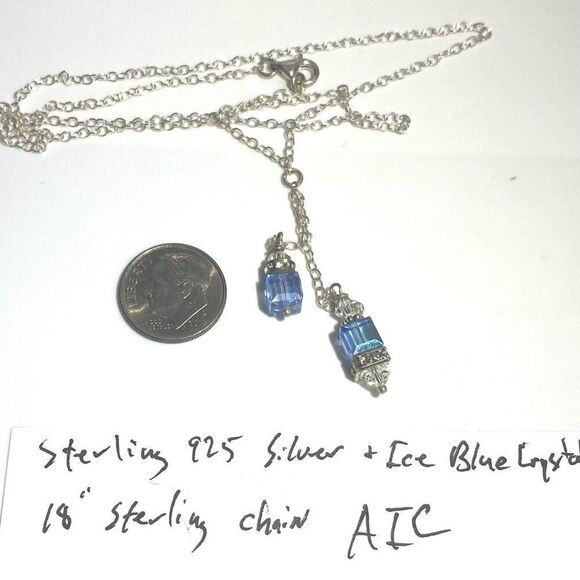 AIC# Sterling & Ice Blue Crystal Necklace - Picture 11 of 11